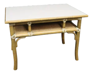 McGuire Modern Bamboo and Rattan 2-Tier Side Table