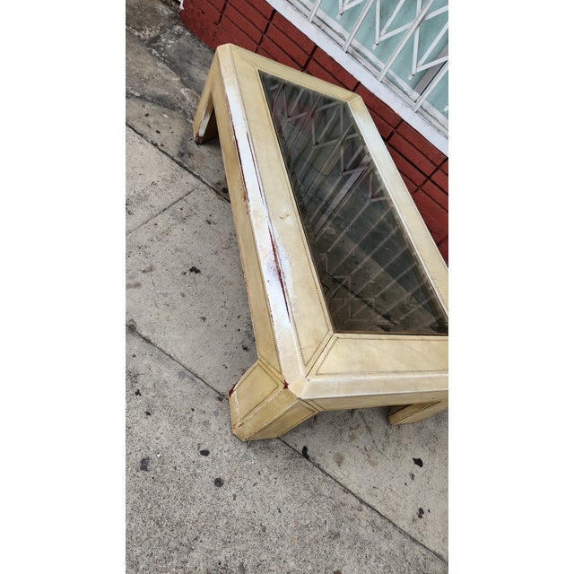 Vintage Distressed Leather Coffee Table For Sale In Los Angeles - Image 6 of 12