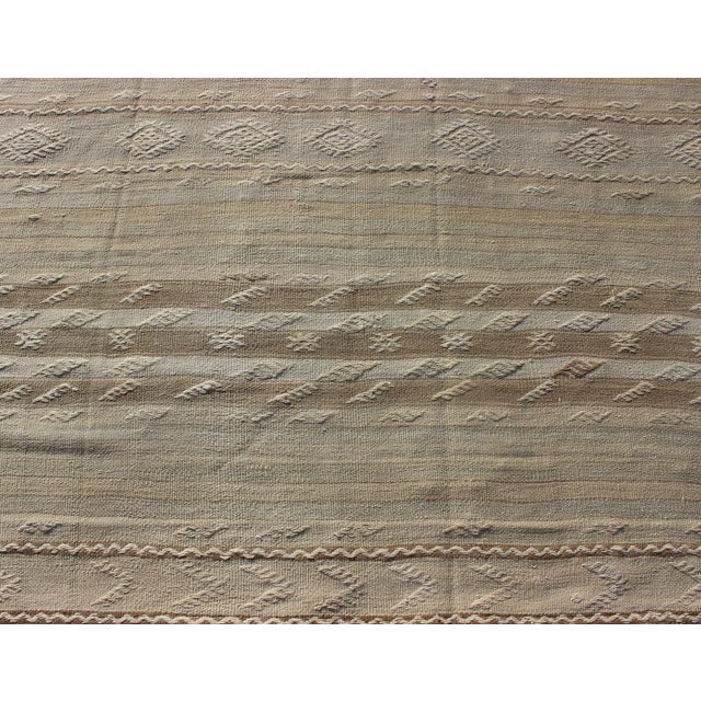 Vintage Turkish Flat-Weave Striped Kilim in Taupe Colors For Sale - Image 9 of 12