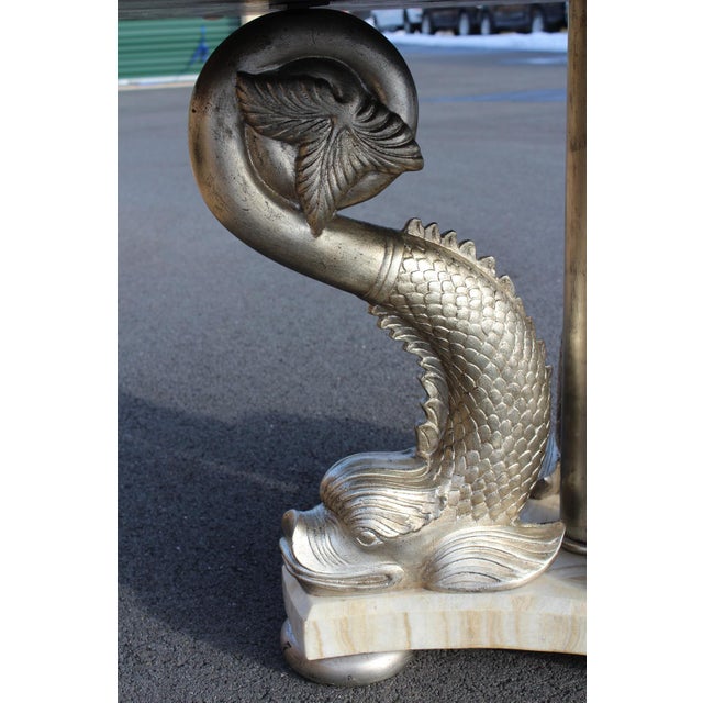Silver Maitland-Smith Silver Giltwood Dolphin Table For Sale - Image 8 of 18