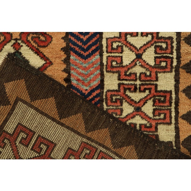1950s Vintage Tribal Rug in Beige-Brown, Red and Blue Geometric Patterns For Sale In New York - Image 6 of 7