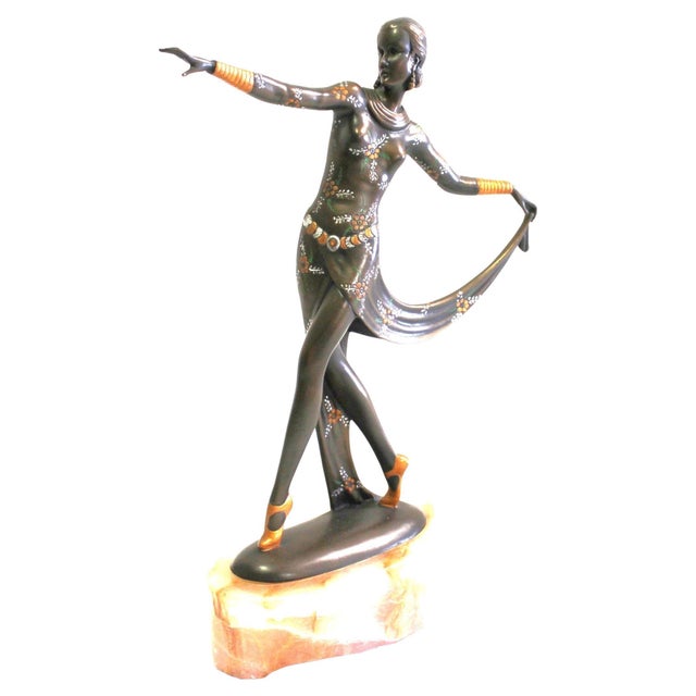 Metal 1990s Art Deco Bronze Dancer England After Lorenzl For Sale - Image 7 of 18