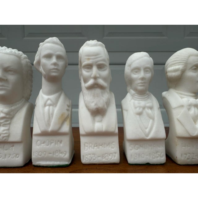 Mid 20th Century Vintage Carved Alabaster Busts of Composers For Sale - Image 5 of 6