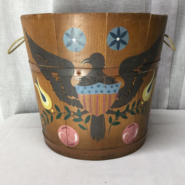 Vintage Maple Sap Bucket With Americana Hand Painted Folk Art Chairish