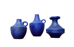 Mid-Century German Minimalist Cobalt Blue Vases from Hartwig Heyne Pottery, 1960s, Set of 3