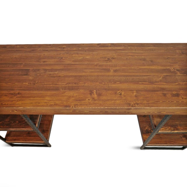 2020s Reclaimed Wood & Iron Shelf Desk For Sale - Image 5 of 8