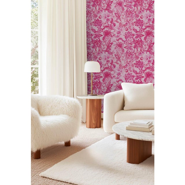 Floral & the Frog Chinoiserie Grasscloth Wallpaper by House Party | Cherry Blossom Pink | 8 Yards For Sale In Charlotte - Image 6 of 7