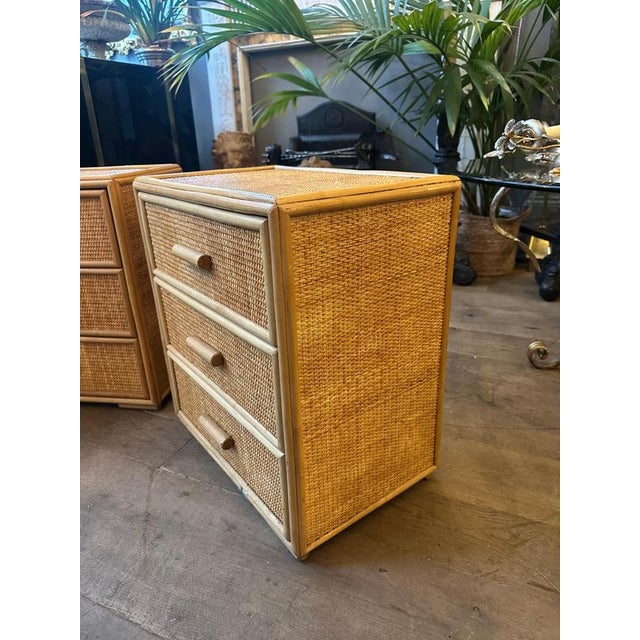 French Bamboo and Rattan Bedside Drawers, 1970s, Set of 2 For Sale - Image 9 of 13