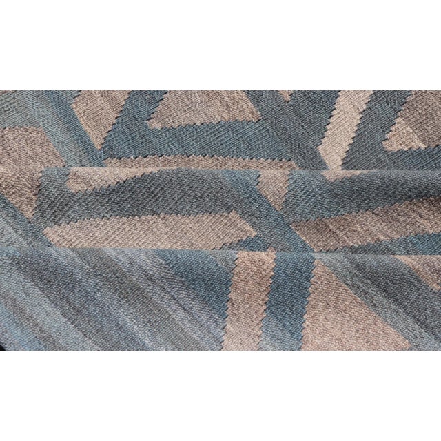 Modern Geometric Design Hand-Woven Kilim Rug by Keivan Woven Arts, 9'2 X 11'7 For Sale - Image 11 of 13