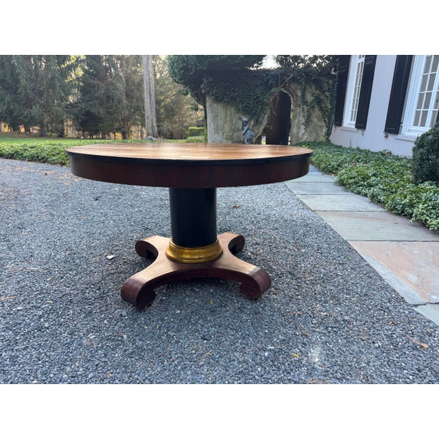 Handsome Antique American Empire Mahogany Round Pedestal Table For Sale - Image 4 of 11