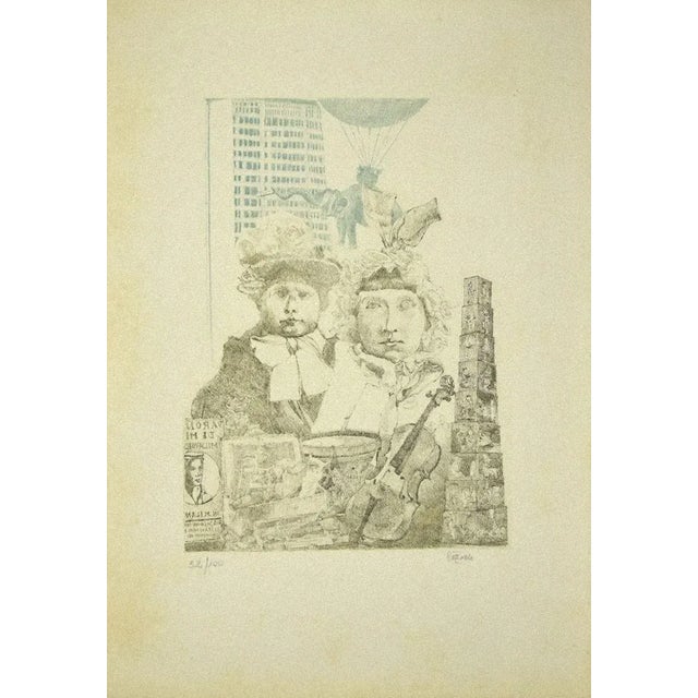 Children is a beautiful etching realized by Carlo Cattaneo in the 1980s. Hand-signed on the lower right. Numbered, edition...