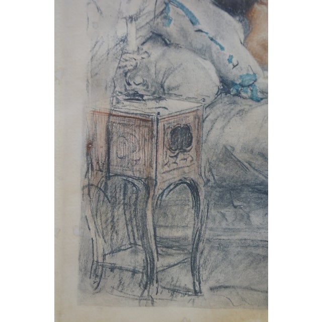 Antique Signed Antoine Calbet Awakening the Sleeping Beauty Etching 25" For Sale - Image 4 of 11