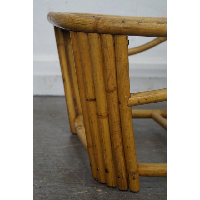 1960s Mid-Century Rattan Glass Top Coffee Table For Sale - Image 5 of 10