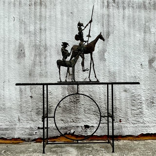 Vintage Boho Wrought Iron Circle Console With Empress Stone Top For Sale In West Palm - Image 6 of 8