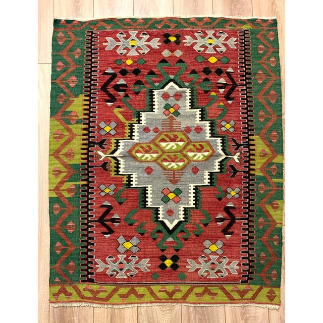Brown Vintage Turkish Traditional Wool Kilim Rug For Sale - Image 8 of 11