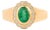 Vintage-Inspired Oval Emerald Diamond Halo Signet Ring Size 9 in 14k Yellow Gold For Sale