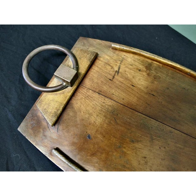 Arts and Crafts Golden Elm Ships Tray For Sale - Image 6 of 7