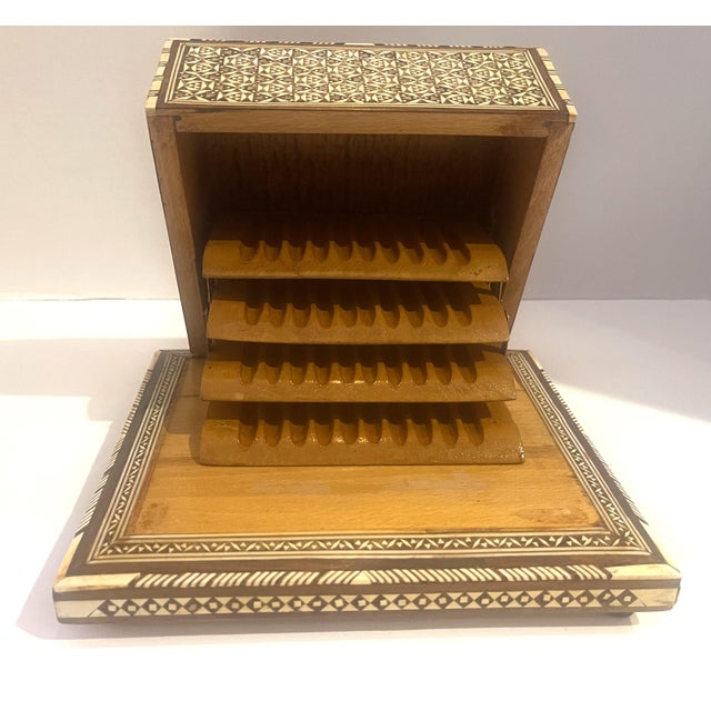 1930s Mid -Century Inlaid Cigarette Dispenser Music Box For Sale - Image 4 of 5