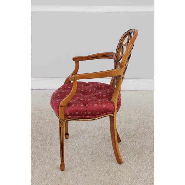 1980s Vintage Mahogany Federal Style Spiderback Armchair For Sale - Image 5 of 16
