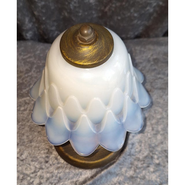 Vintage Table Lamp with Metal Base and Relief Glass Shade, 2000s For Sale - Image 6 of 7