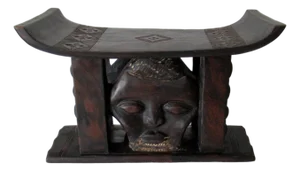 Vintage Wood-Carved African Ashanti Bench, Stool