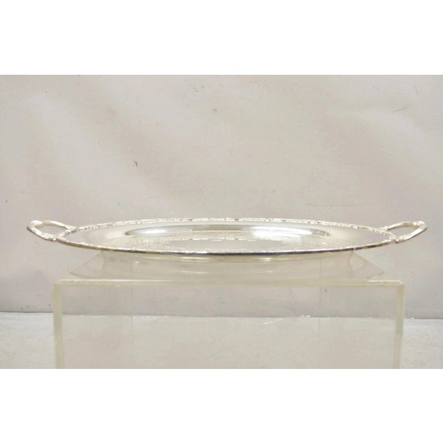 Victorian Late 20th Century Wm Rogers & Son Victorian Rose 1982 Silver Plated Oval Serving Platter Tray For Sale - Image 3 of 12
