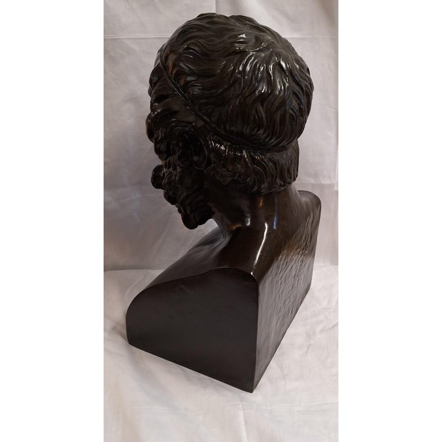 Metal Large Antique Bronze Bust, 1890 For Sale - Image 7 of 10