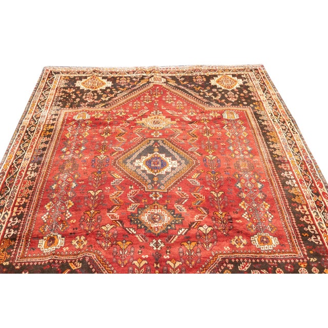 Semi-Antique Hand-Knotted Persian Qashqai Rug 5'8" X 8'4" For Sale - Image 17 of 17