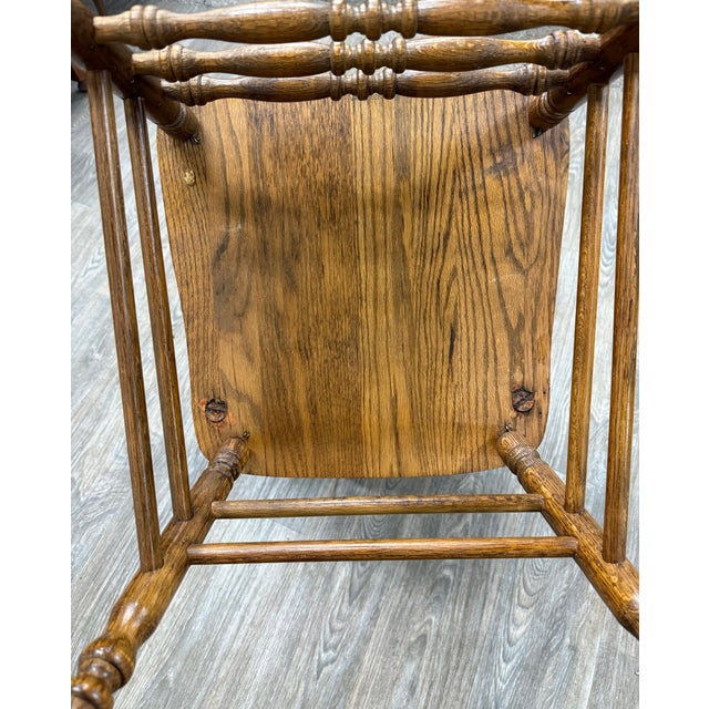 Antique Oak Pressed Back Barley Twist Dining Chairs - Full Set of 4 For Sale - Image 10 of 10