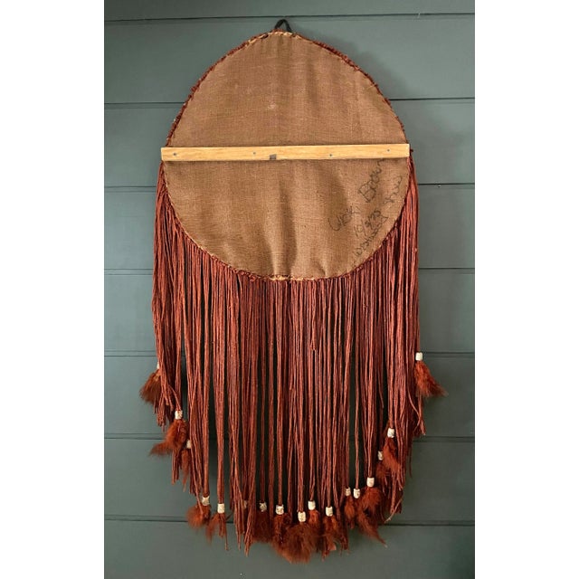 1970's Original Signed Indigenous Mask Needlepoint Textile Art For Sale - Image 9 of 11