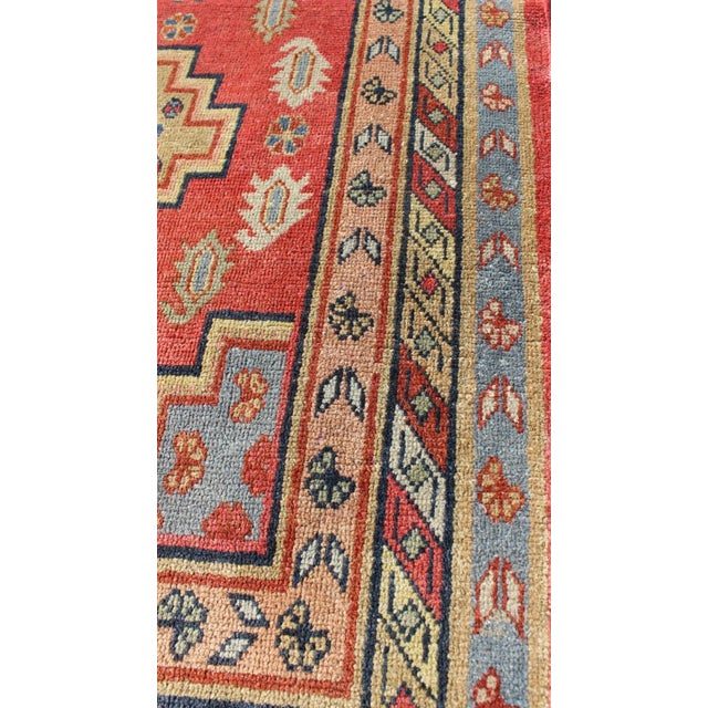 Antique Khotan Runner From Turkestan With Geometric Medallions in Red Background For Sale In Atlanta - Image 6 of 8