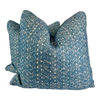 Fermoie "Quantock" in Color 004 Blue 22" Pillows-A Pair For Sale
