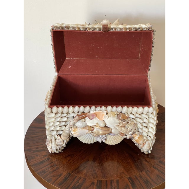 Fabulous Sailors Valentines Sea Shell Encrusted Maitland Smith Style Treasure Box For Sale - Image 4 of 6