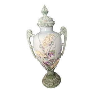 Antique Nippon Hand-Painted Moriage Covered Urn Vase – 13”
