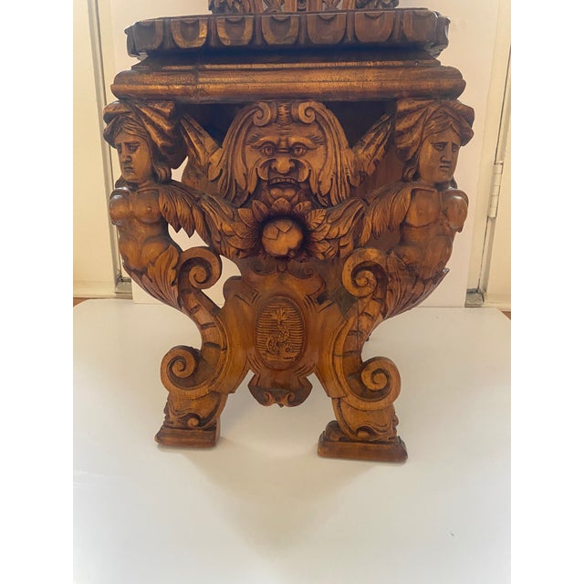 Late 19th Century Late 19th Century Italian Rennaisance Style Sgabello Carved Hall Chair For Sale - Image 5 of 11