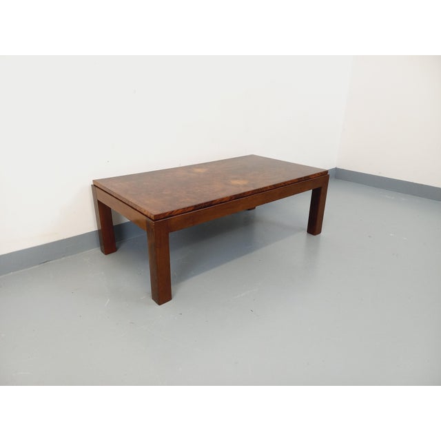 Vintage Rectangular Coffee Table in Elm and Burl, 1970s For Sale - Image 13 of 18