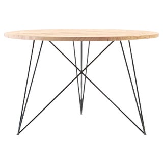 Small Round Oak & Steel Table by Philipp Roessler for NUTSANDWOODS For Sale