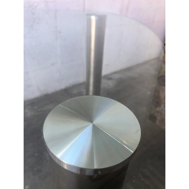 Late 20th Century Kidney Shape Glass Side Tables With Casters (A Pair) For Sale - Image 9 of 13