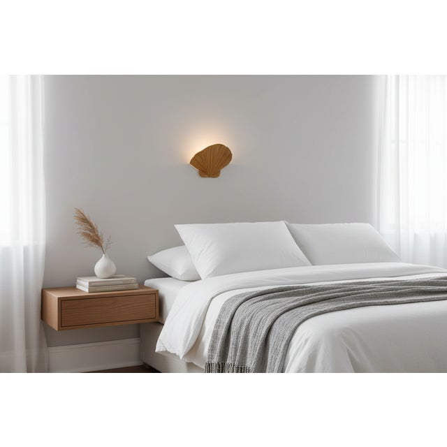 Clam Shell Pencil Reed Rattan Wall Sconce (Set of 2) For Sale - Image 4 of 9