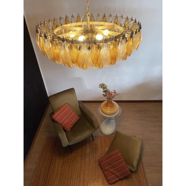 Amber & Clear Poliedri Murano Glass Ceiling Light, 1990s For Sale - Image 17 of 18