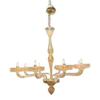 Modern Gold Murano Glass Chandelier With 8 Arms For Sale