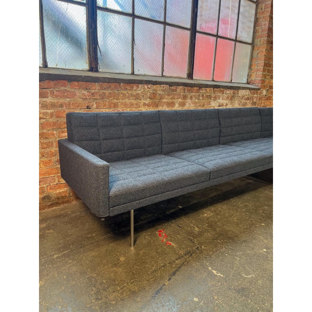 Geiger Tuxedo Two-Piece Component Lounge Sectional in Gray Wool Felt For Sale - Image 4 of 9