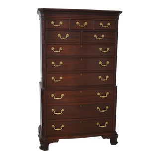 Councill Chippendale Mahogany Large Chest on Chest For Sale