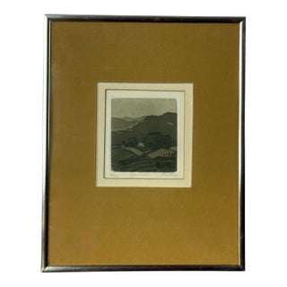 Mid 20th Century Linda Plotkin (Wi b.1938-) Orig. Tonalist Etching 33/45 Signed, Titled "April Mt.", Framed For Sale