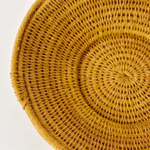 African Early 20th Century Sisal Handwoven Ochre Basket Eswatini 6inch For Sale - Image 3 of 8