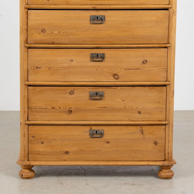 19th Century Danish Pine Tall Chest of Six Drawers Highboy For Sale - Image 9 of 12