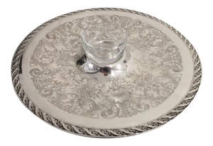 Serving Tray with Cut Glass Sauce Bowl