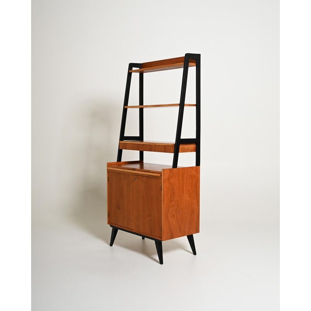 Scandinavian Teak Bookcase with Pull-Out Desk, 1960s For Sale - Image 4 of 11