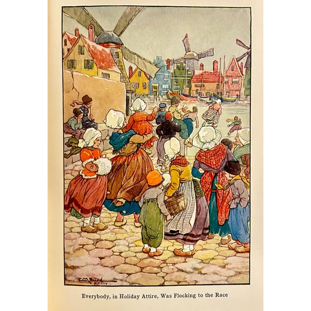 Navy Blue Christmas Classic Hans Brinker or the Silver Skates 1925 Edition Hardcover With Color Illustrations For Sale - Image 8 of 12