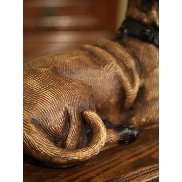 Glass Mid-Century French Terracotta Dog Sculpture With Glass Eyes For Sale - Image 7 of 12